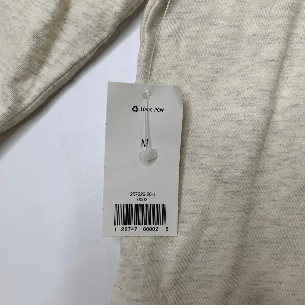Banana Republic Shirt Mens M Medium Ivory Soft Wash Cotton Long Sleeve Crew Neck
